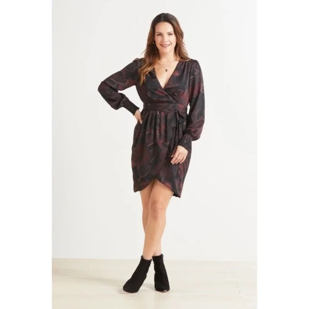 Evereve Allison Joy Sascha Surplice Mini Dress Faux Wrap Size XS